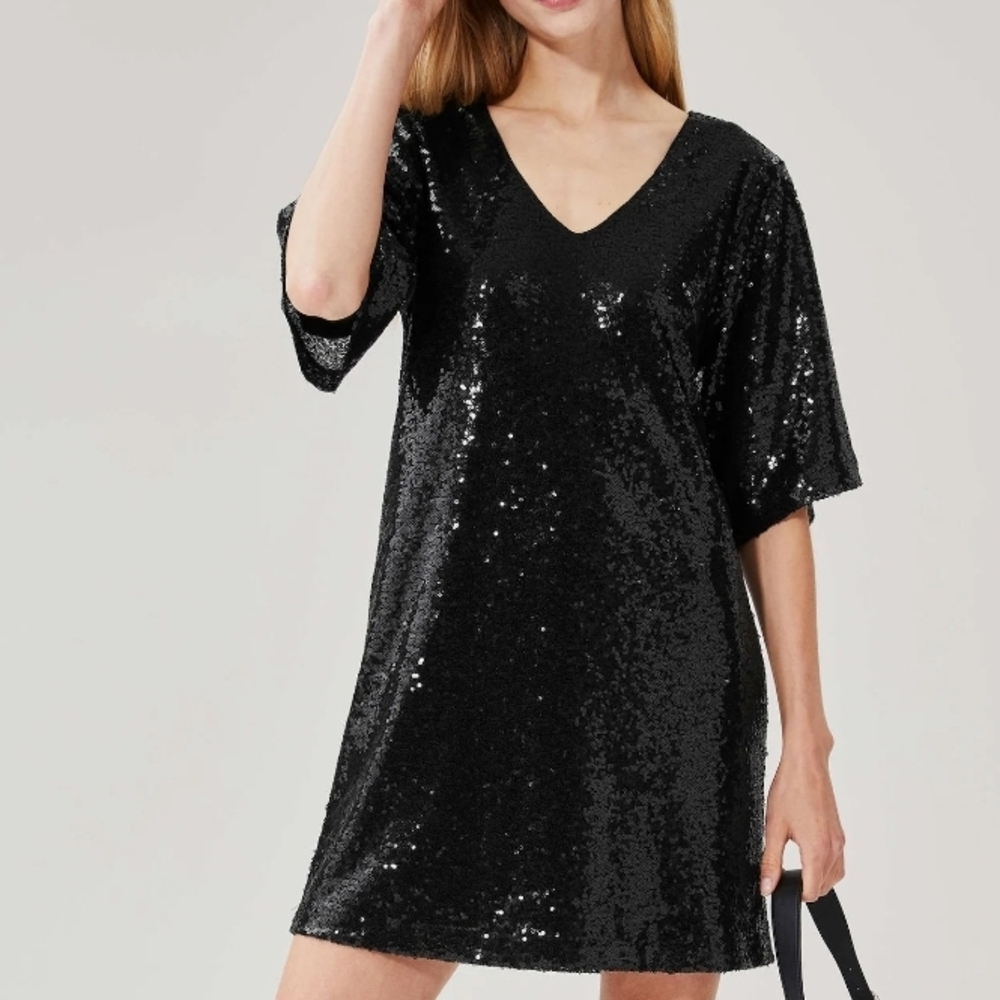 Joe Fresh Black Sequin Midi Dress
